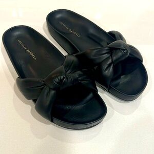 Loeffler Randall Gertie Knotted Leather Slides Size 8 1/2! Excellent!
